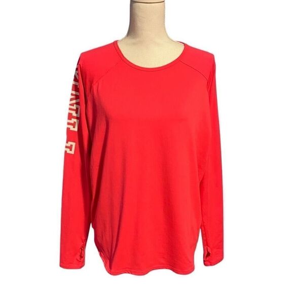 PINK Victoria’s Secret Back Mesh Long Sleeve Sport T-Shirt Pink Size Small - Picture 3 of 7